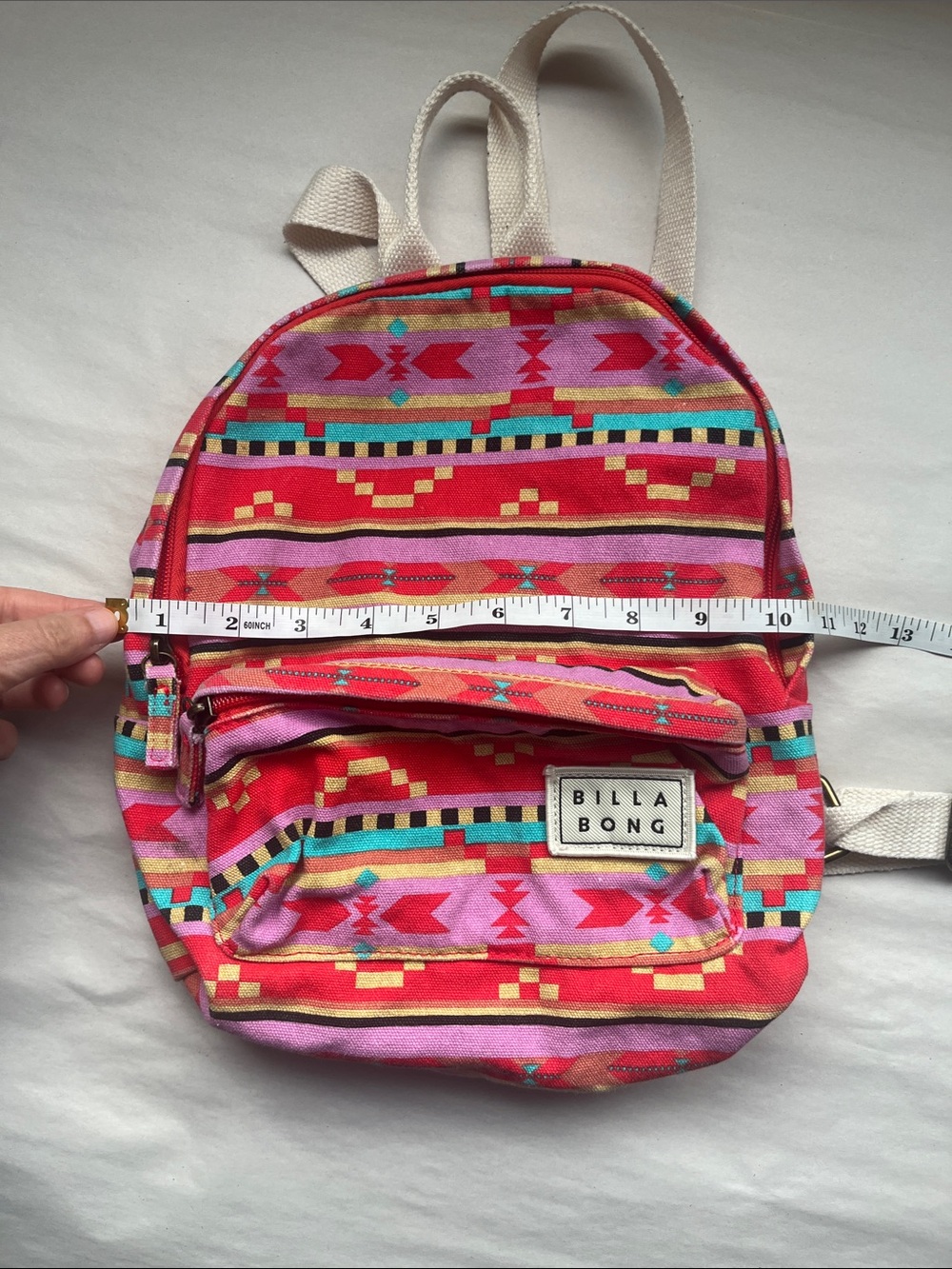 Billabong Pink & Red Aztec Mini Backpack with Cream Straps - Picture 7 of 9